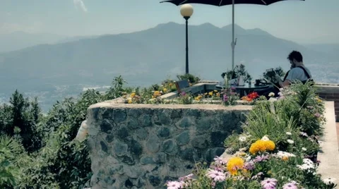 Guy in terrace with panoramic view Stock Footage 61500711