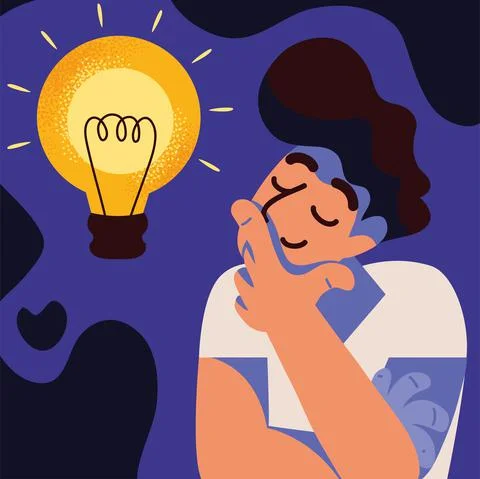Guy thinking a idea Stock Illustration