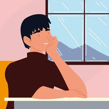 Guy thinking procrastinate Stock Illustration