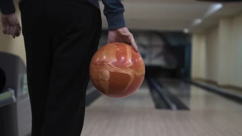 Guy throws a bowling ball Stock Footage 99044229