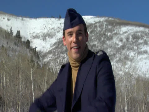 The Guy Throws the Snow Ball and Goes Away Stock Footage 23087056