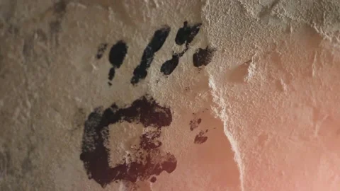 Guy touches the wall with his hand Stock Footage 130739342