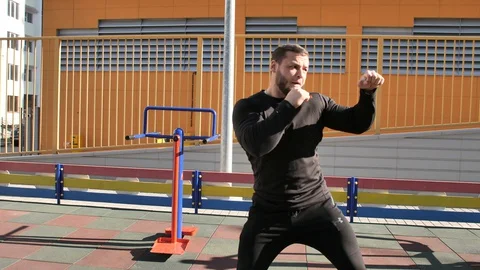 Guy is training 1 Stock Footage 127865619