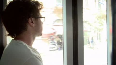 A Guy Travels in a Train Stock Footage 19561143