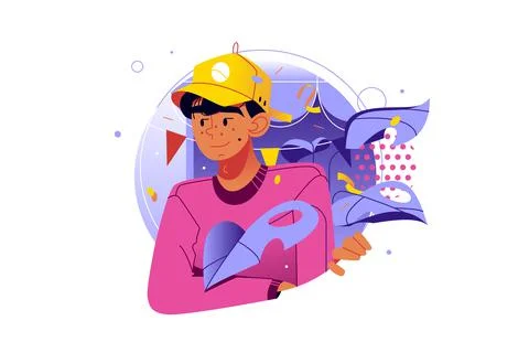 Guy in uniform and baseball cap Stock Illustration