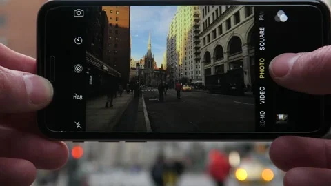 Guy Using Phone to take Photos in NYC Video stock 167295786