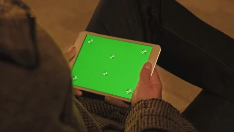 Guy using tablet with touching screen for internet surfing on-line and e-mail Video stock 160104506