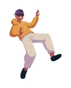 Guy using vr goggles Stockillustratie