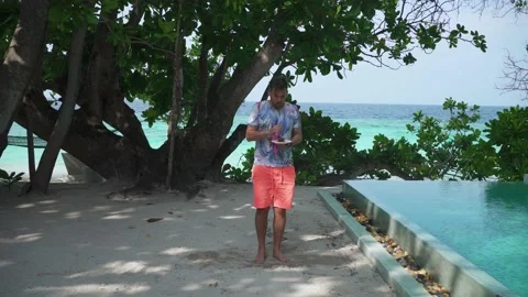 The guy on vacation recovered a lot Stock Footage 146887082