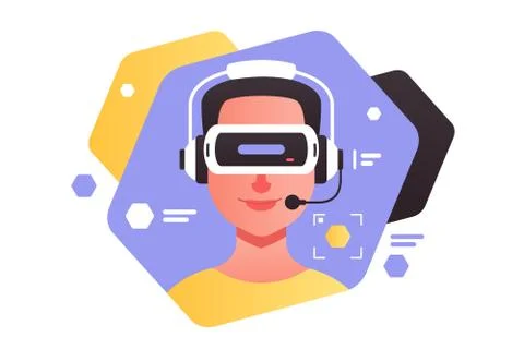 Guy in virtual reality glasses Stock Illustration