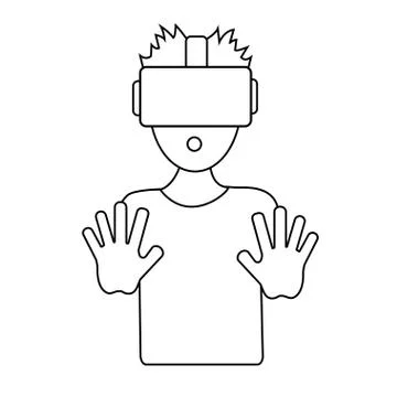 Guy with vr glasses outline Stock Illustration