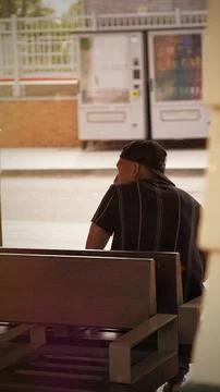 Guy Waiting for the Train Stock Photos