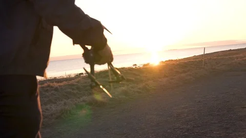 Guy walking with drone Stockbeeldmateriaal 87831375