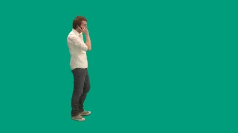 Guy walking talking on the phone - green screen - pre keyed - MINT.GS Stock-Footage 8622424