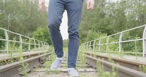 The Guy Walks By Rail Stock Footage 112153643