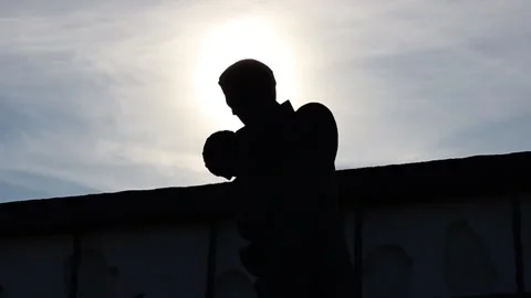 Guy walks through an abandoned building Stock Footage 130740418