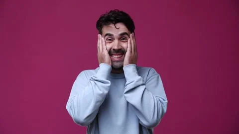 The guy was very happy that he won, this is very pleasant news for him Stock Footage 162843255