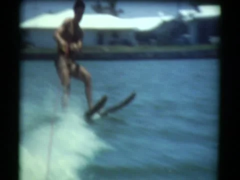 Guy water skiing in Florida Stock Footage