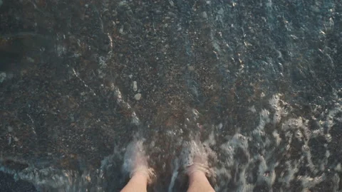 The guy went to the sea view from first person Stock Footage 94929275