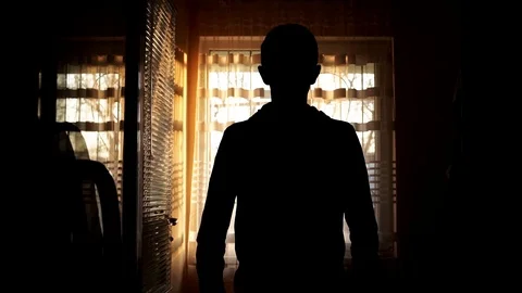 The guy at the window stretches after sleep Stock-Footage 127361753