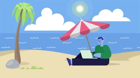 Guy working in the beach Stock Footage 228941375