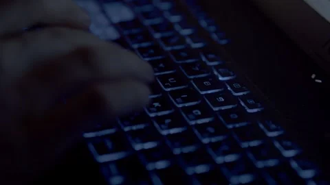 Guy working on laptop at home at night Stock Footage 293648010