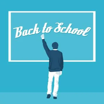 Guy writes on the blackboard back to school Stock Illustration