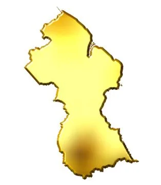Guyana 3d Golden Map Stock Illustration