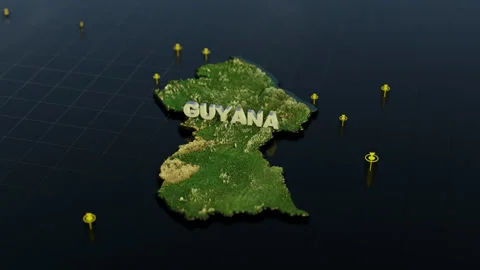 Guyana 3D Map With Animation Stock Footage 306424061