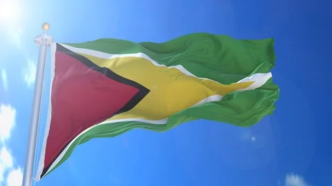 Guyana animated flag pack in 3D and isolated background Stock Footage 119931013