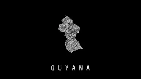 Guyana animated scribble map on black background Stock Footage 319019220