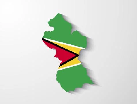 Guyana  country map with shadow effect presentation Stock Illustration