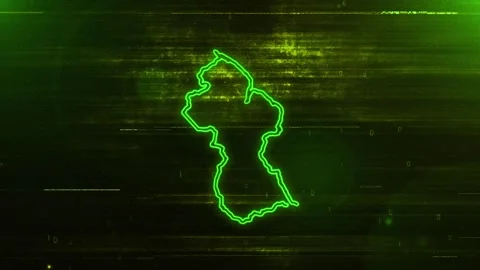 Guyana Digital Futuristic Glitch Map Stock Footage 333604475