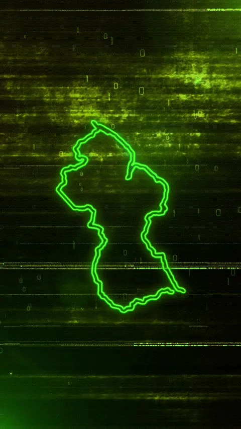 Guyana Digital Futuristic Glitch Map Video stock 334593194