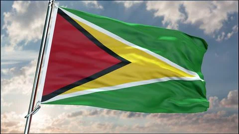 Guyana flag background realistic waving in the wind 8K Ilustración de archivo