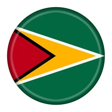 Guyana flag button 3d illustration with clipping path Stock Illustration