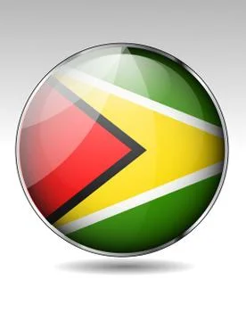 Guyana flag button Stock Illustration