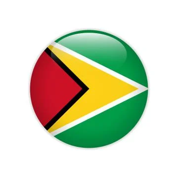 Guyana flag on button Illustrazione stock