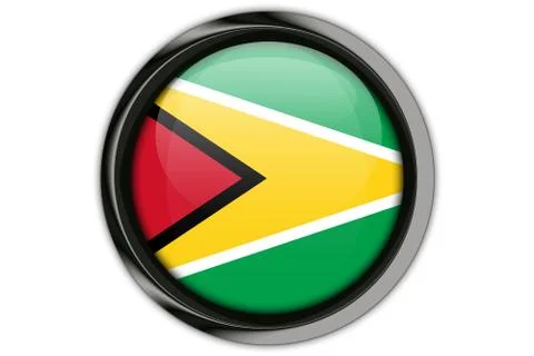 Guyana  flag in the button pin Isolated on White Background 写真素材