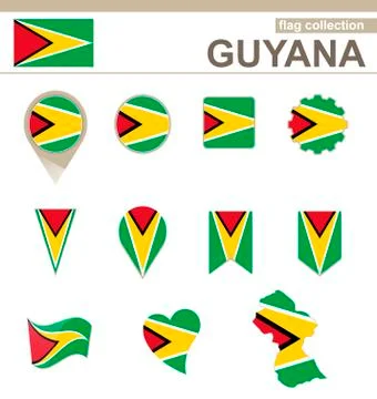 Guyana Flag Collection Stock Illustration