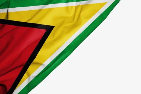 Guyana flag of fabric with copyspace for your text on white background. Stock Illustration