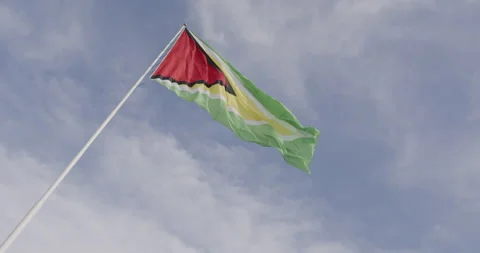 Guyana flag Georgetown Stock Footage 261860935