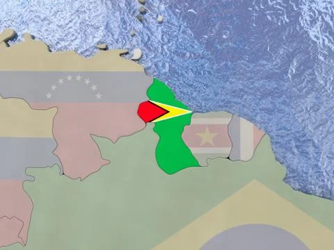 Guyana with flag on globe Stock Illustration
