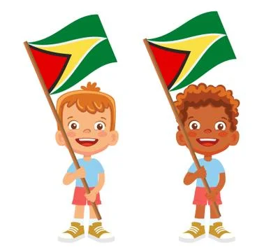 Guyana flag in hand set Stock Illustration