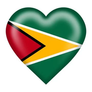 Guyana flag heart button with clipping path Stock Illustration