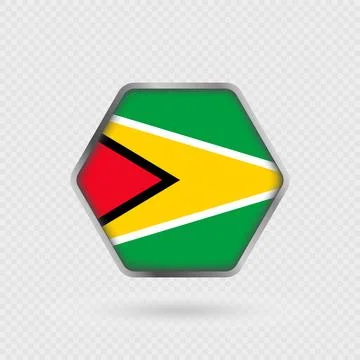 Guyana flag in a hexagon frame. Stock Illustration