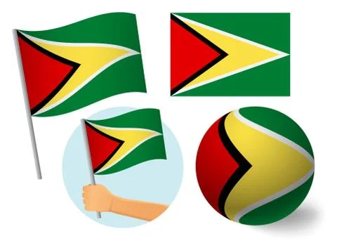 Guyana flag icon set Stock Illustration