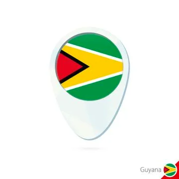Guyana flag location map pin icon on white background. Stock Illustration