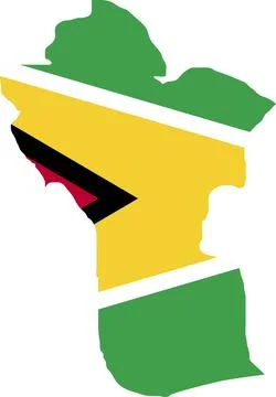 Guyana Flag in Map, Guyana Map with Flag, Country Map, Guyana Map with Flag.. Stock Illustration