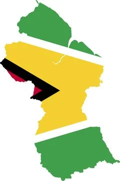 Guyana Flag in Map, Guyana Map with Flag, Nation Flag of Guyana, Guyana map Stock Illustration